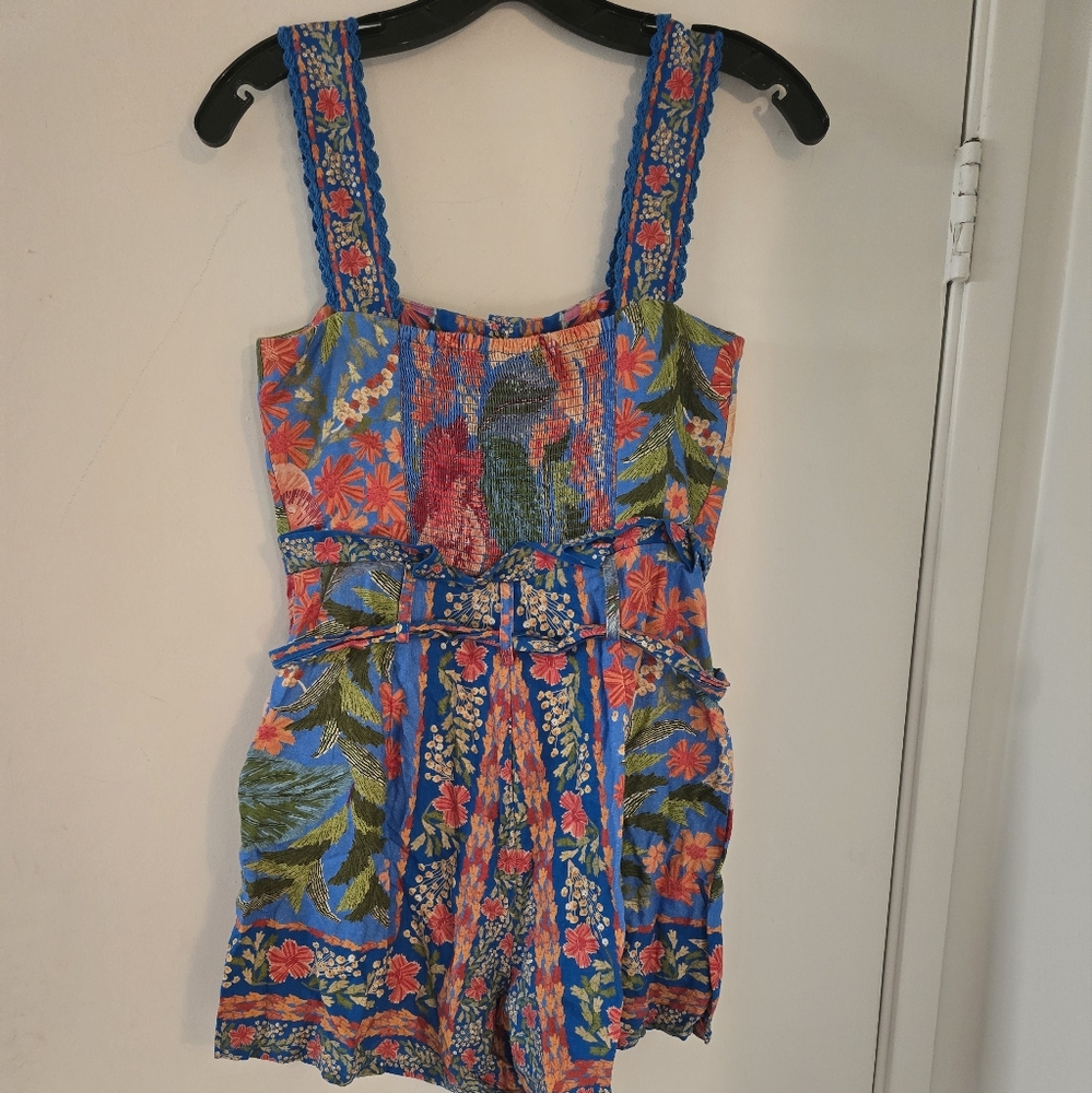 Farm Rio Blue Stitched Garden Romper - Picture 5 of 5